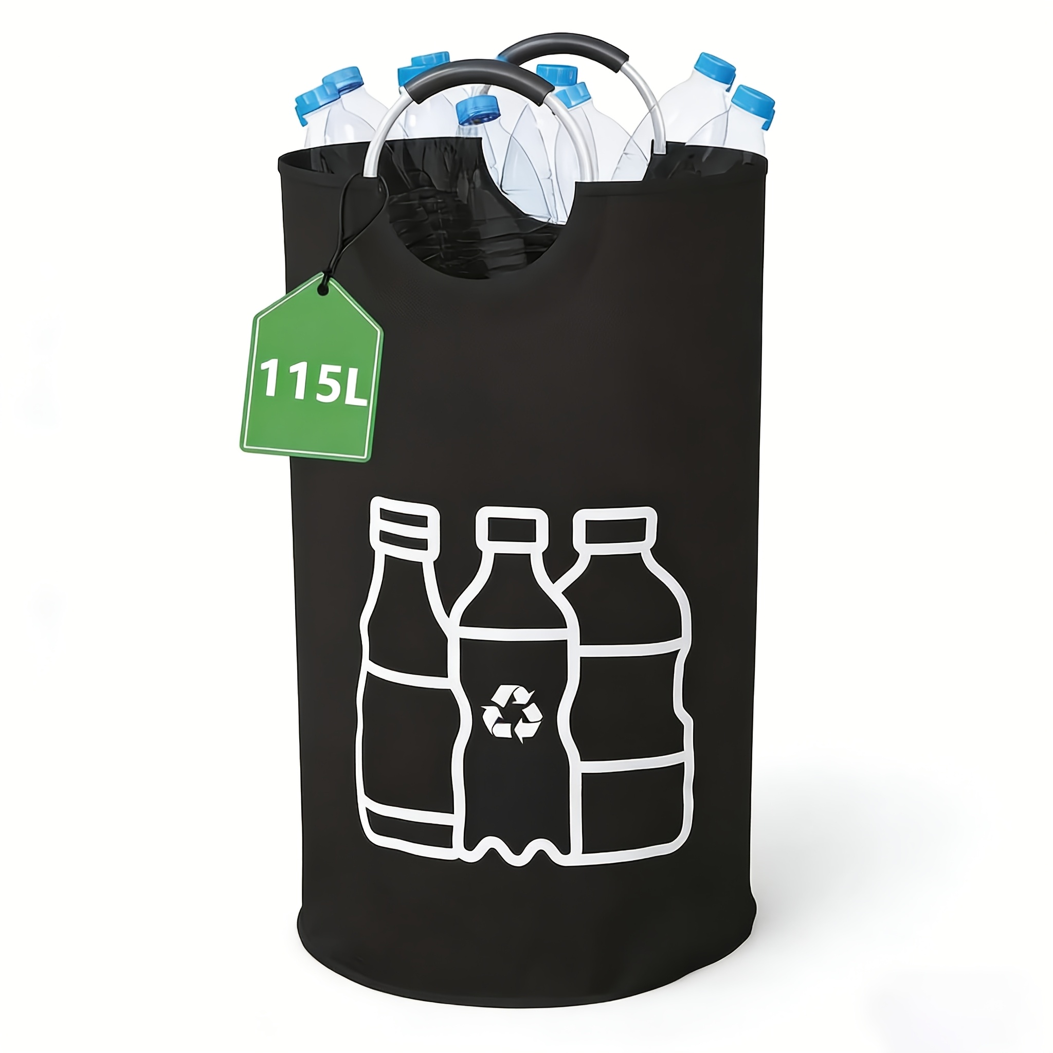 115l Large Foldable Storage And Trash Bin – Heavy-duty Foldable Cylindrical Container With Eva Hooks And Pull-, Suitable For Office Use – Large Recycling Bin, Fabric Material
