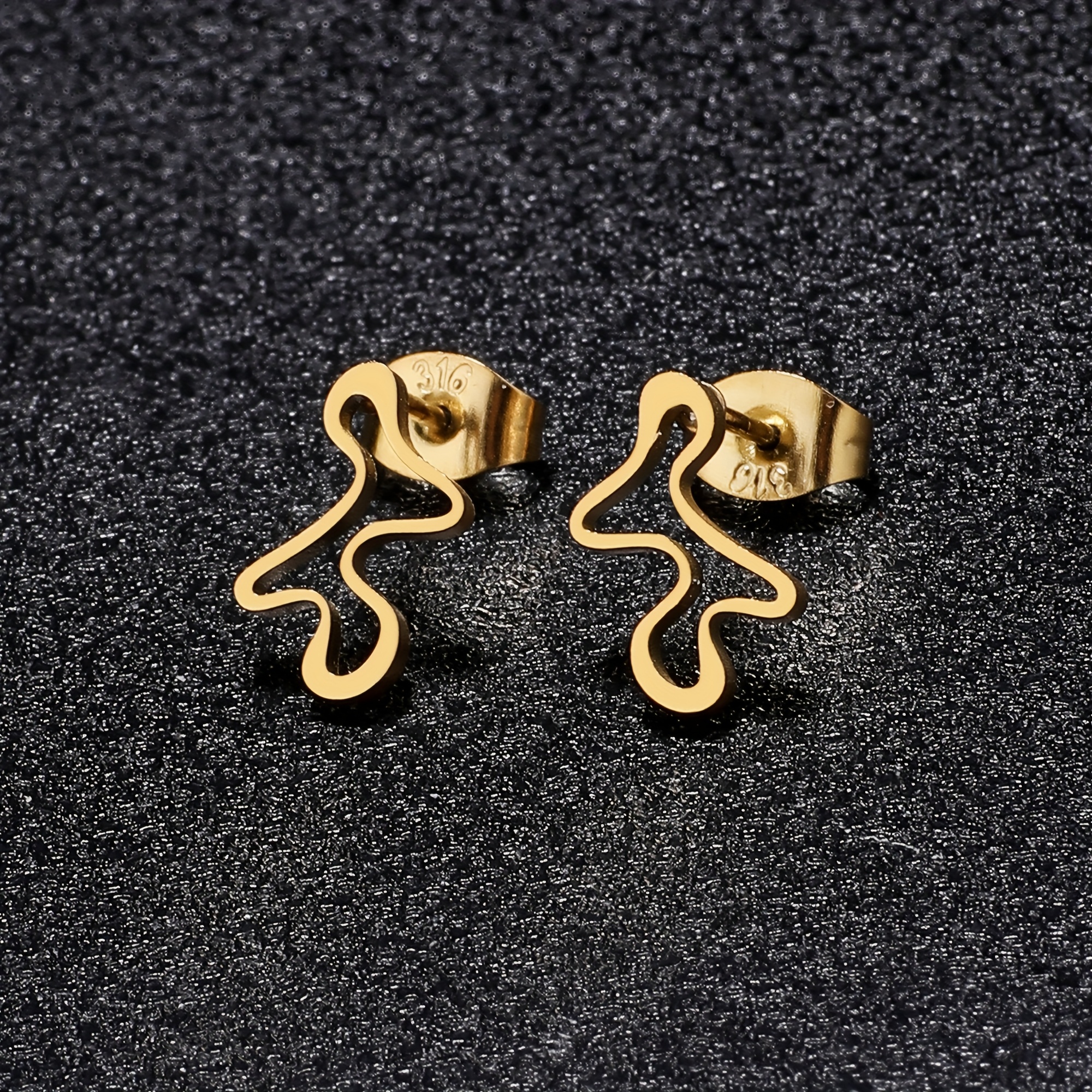 TEMU Clous d'oreilles en acier inoxydable 316, irrégulière grande taille - Bijoux pour femmes idéaux et cadeau
