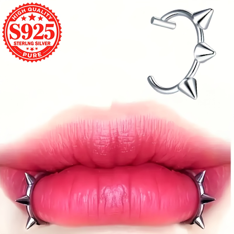 single piece 1pc s925 silver womens fashionable lip jewelry stud lip clip stylish and sexy suitable for daily wear parties music festivals special occasions hypoallergenic fits all women