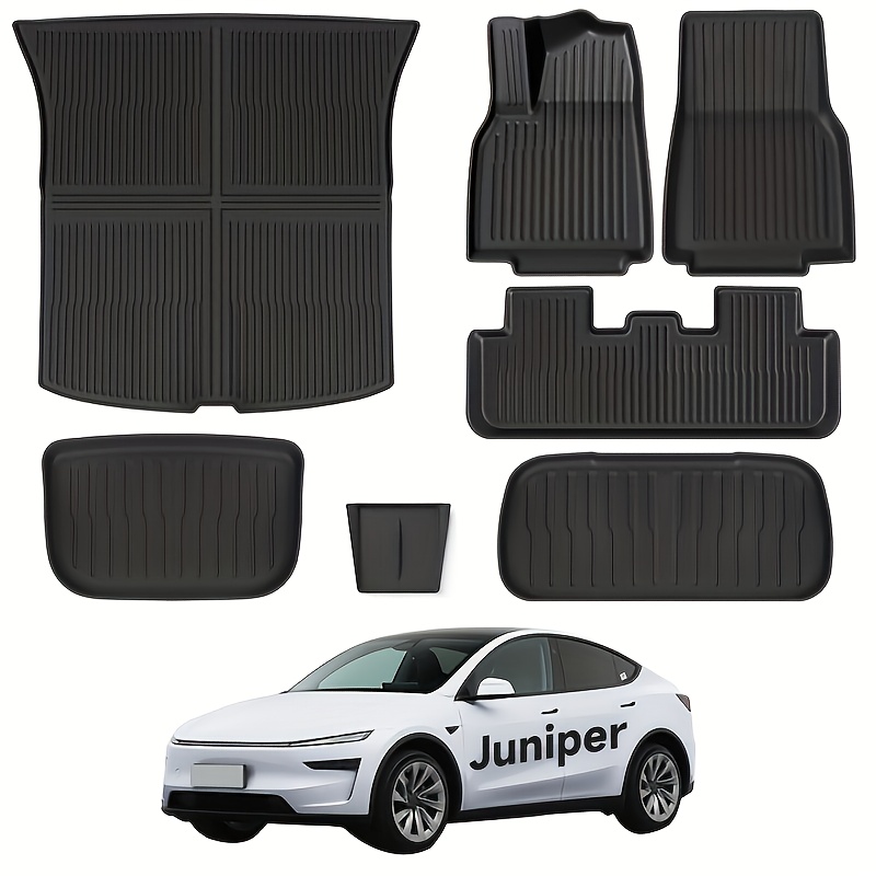 TEMU Fruka 7pcs All Weather Tpe Floor Mats And Cargo Trunk Liners For 2025 For / 2020-2024 For / 2024-2026 For Model 3 5-seater (does Not Fit 7-seat)