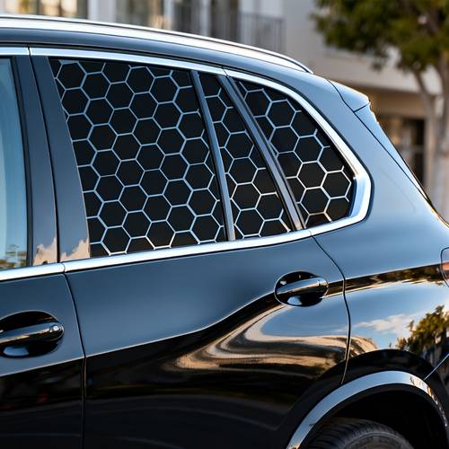 2pcs universal car window film decoration self hexagonal honeycomb vinyl stickers truck side window honeycomb stickers waterproof sun resistant scratch resistant durable stickers classic