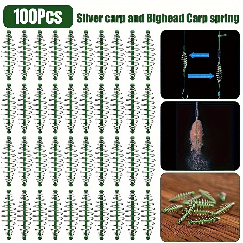 

100pcs Carp Fishing Inline Spring Method Feeder, Bait Cages, Terminal Tackle Method Feeder, Fishing Accessories