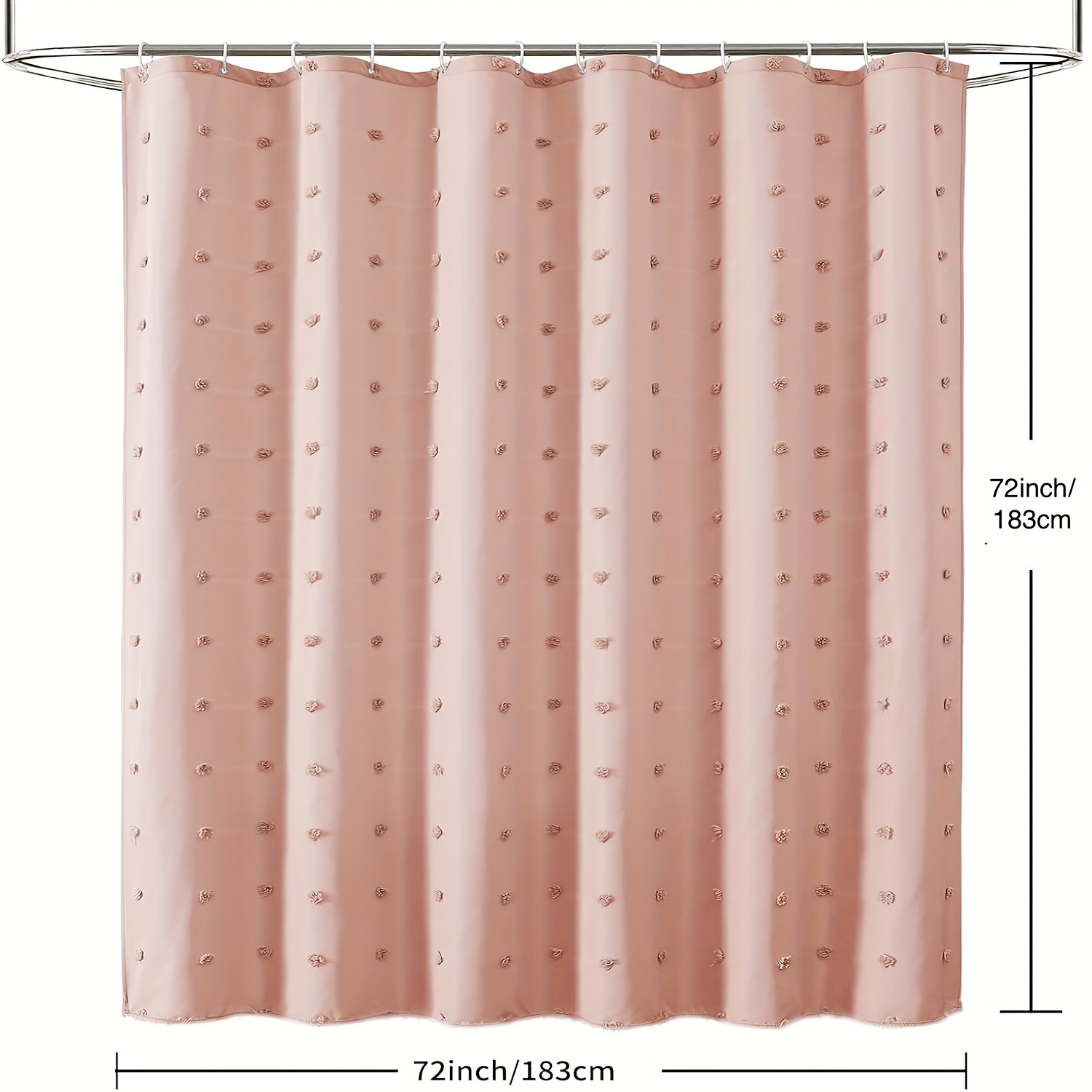 Bohemian Chic Polka Dot Shower Curtain with White Hooks, Machine Washable