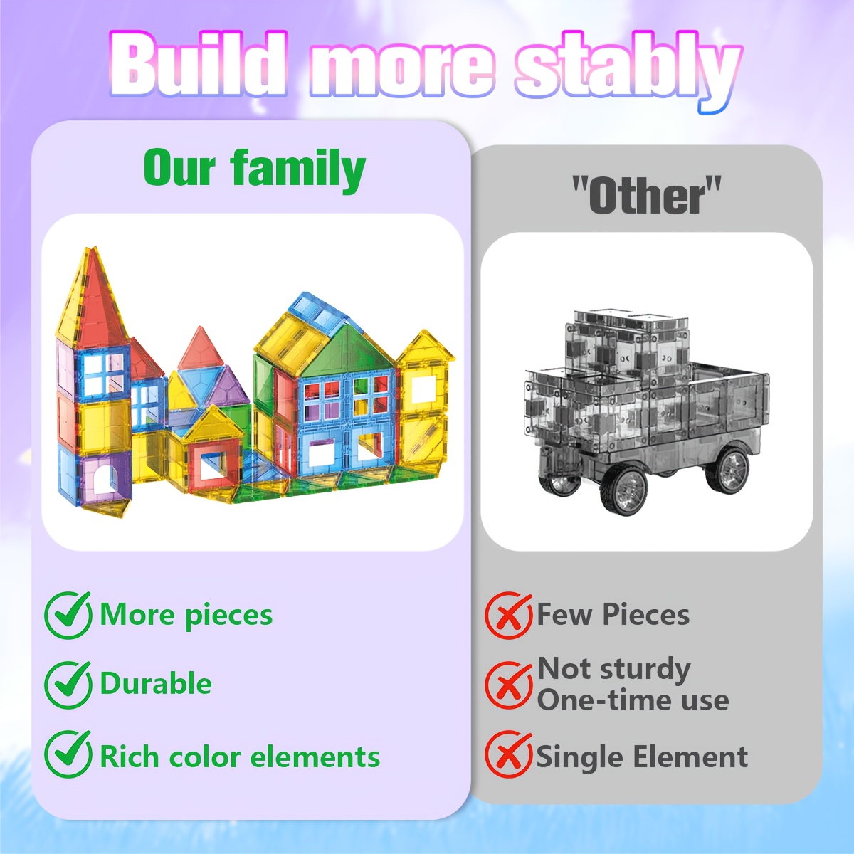 Random Color STEM Magnetic Stacking Building Tiles