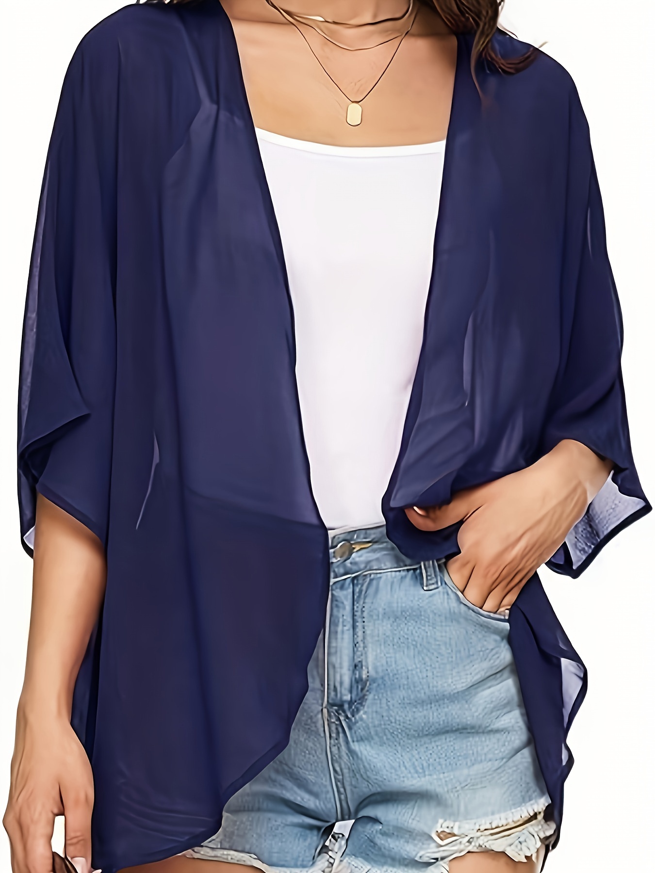 2025 New Oversized Ins-Style Loose Kimono, Multi-Fashion Solid Color Casual Batwing Sleeve Shirt Top, Commute Vacation Lazy Kimono Elegant Women's Swimwear Outer Jacket