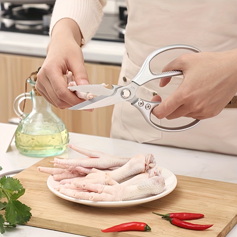 1    steel kitchen scissors with ergonomic handle versatile for chicken   meat fish vegetables cooking dining   and comfortable details 0