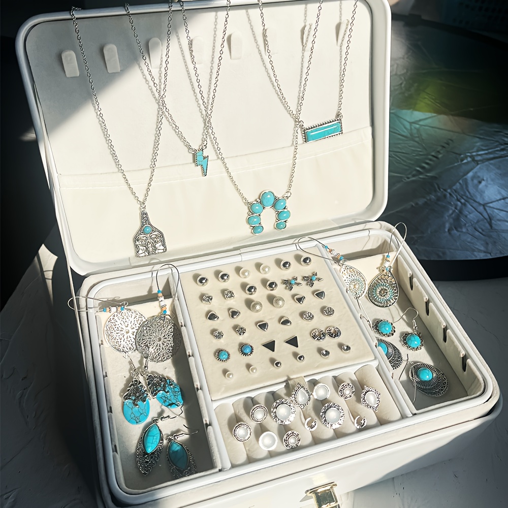 

64pcs/set Gem Drop 1 Arrow Piercing Women's 4 Necklaces + 60 Set Box