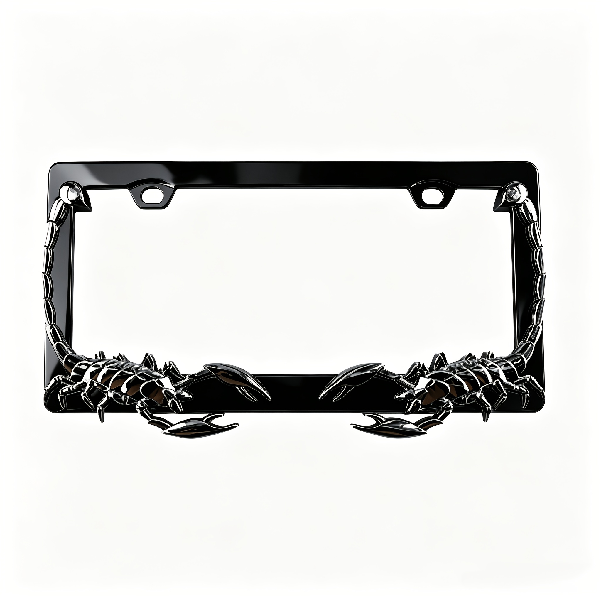 TEMU Cadre de plaque d'immatriculation américaine 3D double scorpion en plastique chromé, couvercle de plaque d'immatriculation de voiture