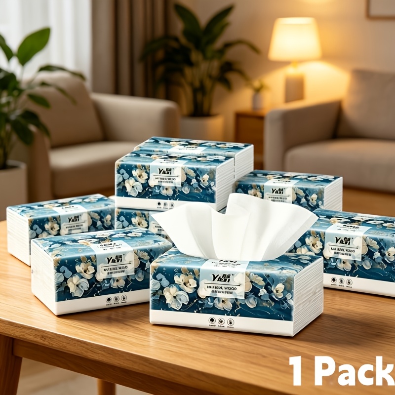 TEMU 300 Sheets Large Capacity 5-layer Thick Embossed Napkins - Natural Virgin Wood , High Absorbency & Durable For Kitchen, Bathroom, Home, Travel,
