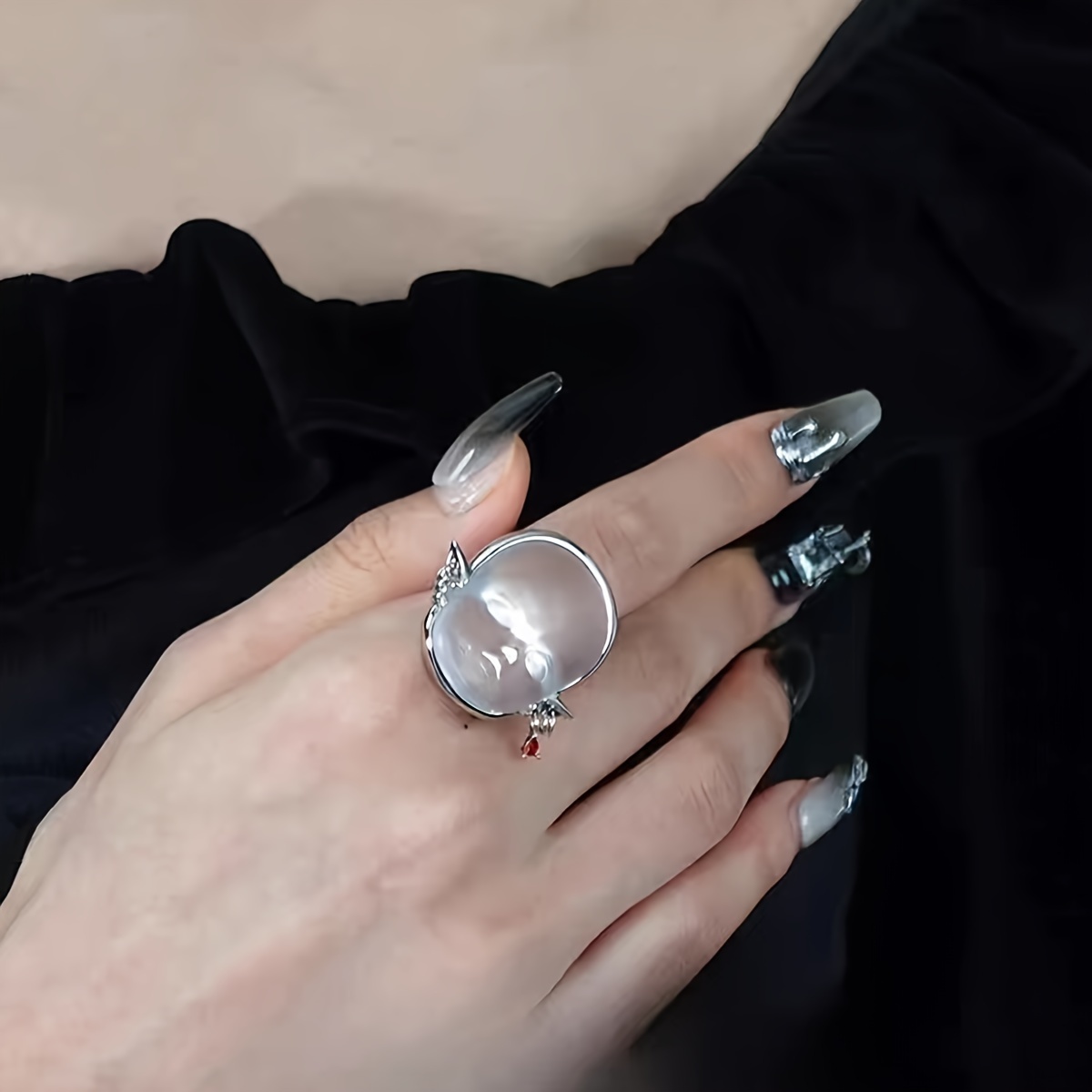 chic punk inspired acrylic ring perfect Temu