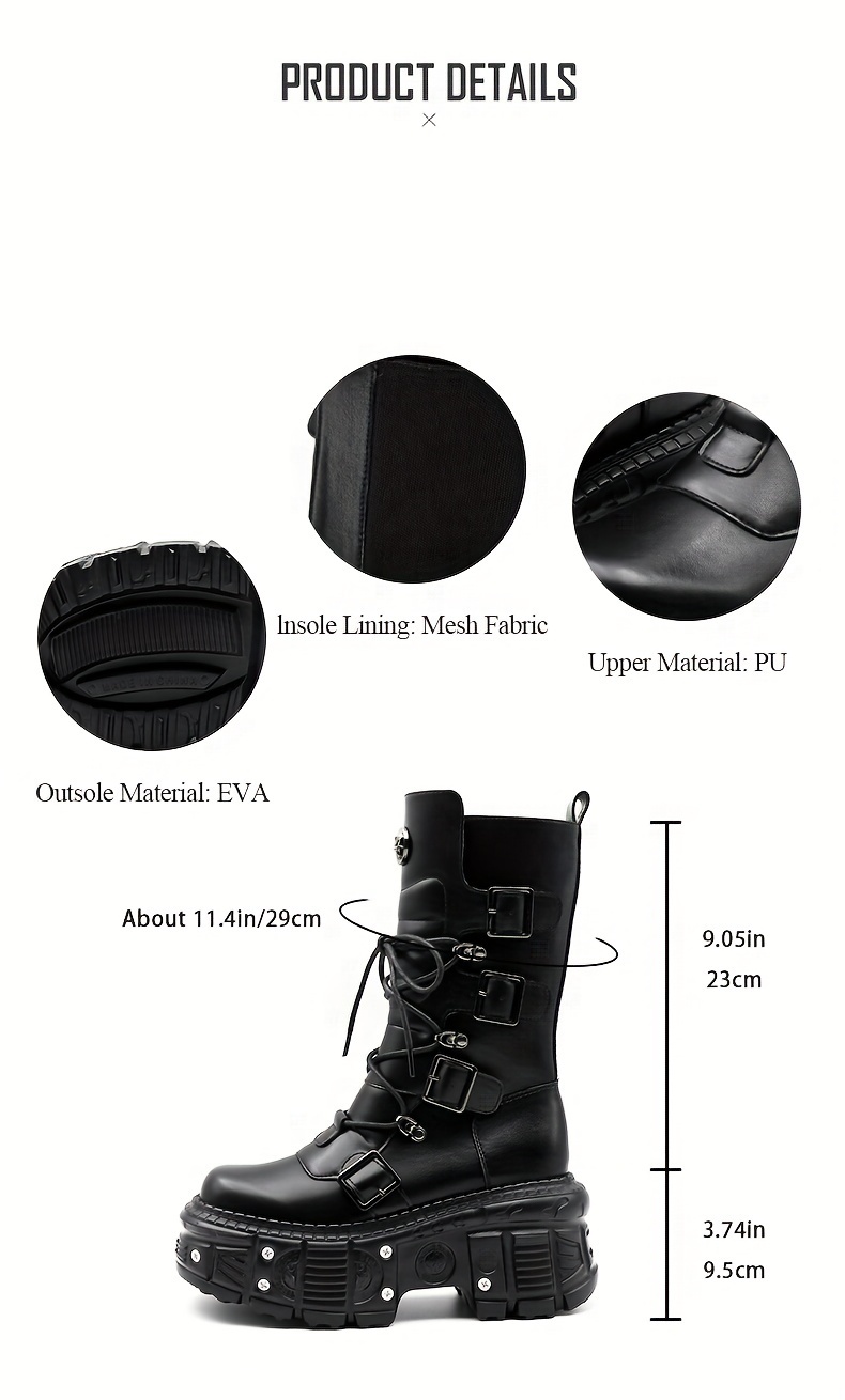 womens y2k platform calf boots round toe soft soled - Temu