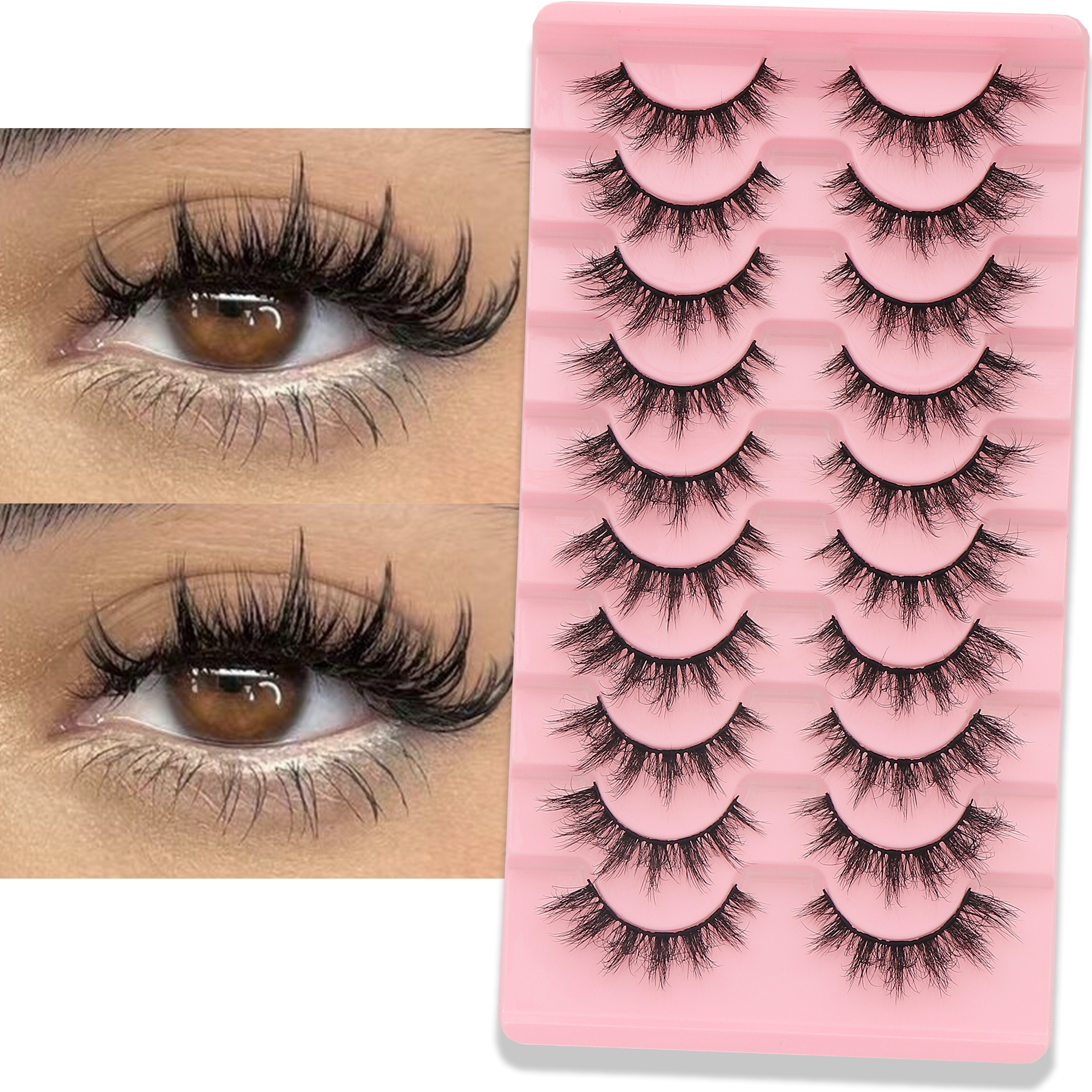 Image of Comics Eyelashes 10 Pairs Of Artificial Mink Eyelashes Natural Looking Fluffy 3d Volume Eyelashes Soft Eyelashes Eyelash Extension Makeup For Parties And Travel