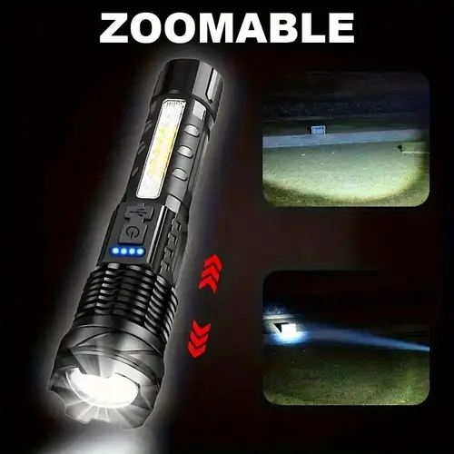 2 pack rechargeable led flashlights 3000 high power usb handheld torch with telescopic zoom 6 up to 200m range 1200mah battery non waterproof abs material for outdoor travel camping hiking fishing emergency