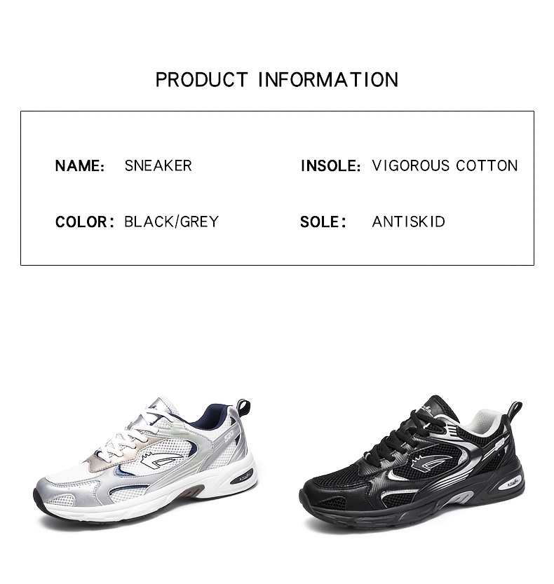 Men's Stylish Sports Shoes In Black With Silvery, Breathable Mesh, And Large Sizes 40-46, Perfect For Casual Wear.