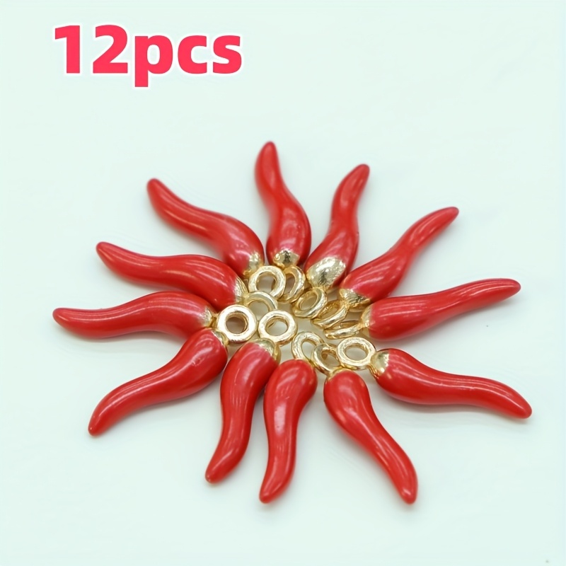Image of 12/23pcs Golden 3d Pepper Pendant Set, Suitable For Handmade Necklace, Bracelet, And Earring Accessories
