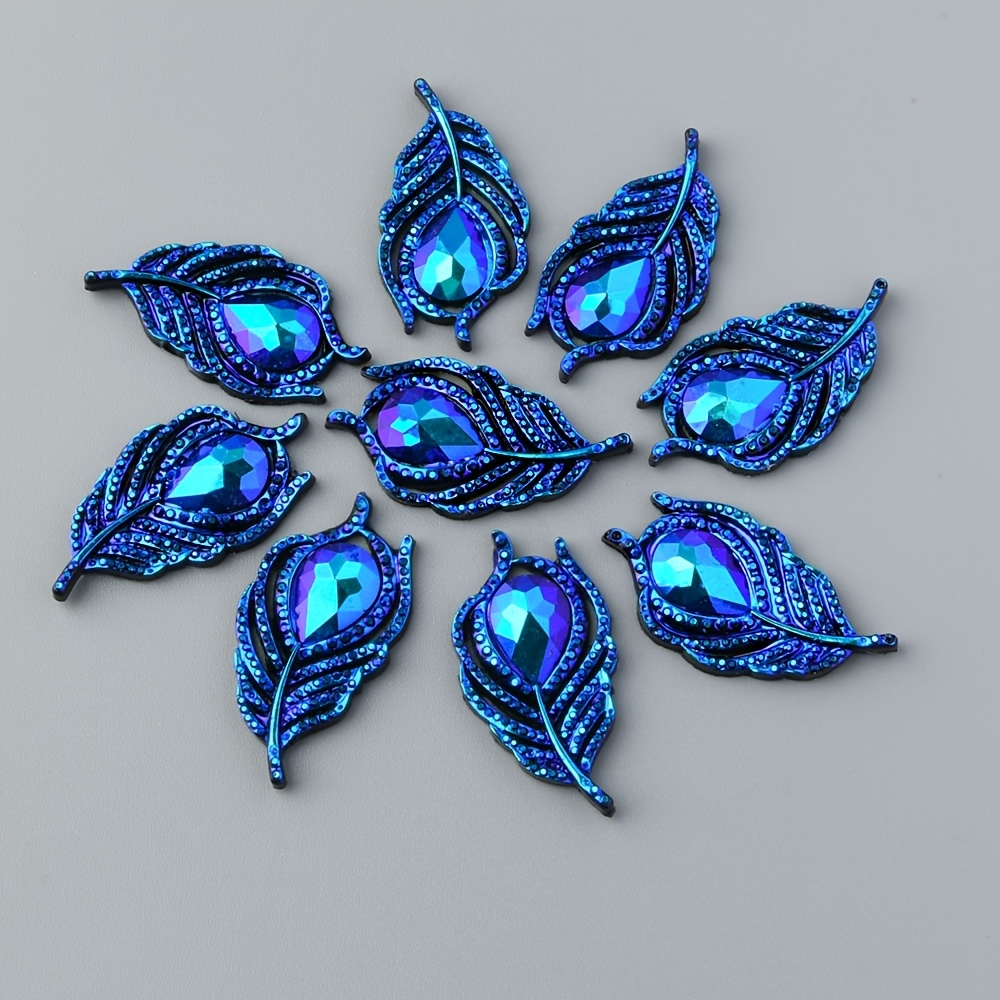 Image of 12pcs 2.0*3.8cm Flatback Resin Rhinestone For Setting Bezel Tray Pendant Charms Jewelry Making Wedding Additions, Ornament Applique Wedding , Hairpin Decoration