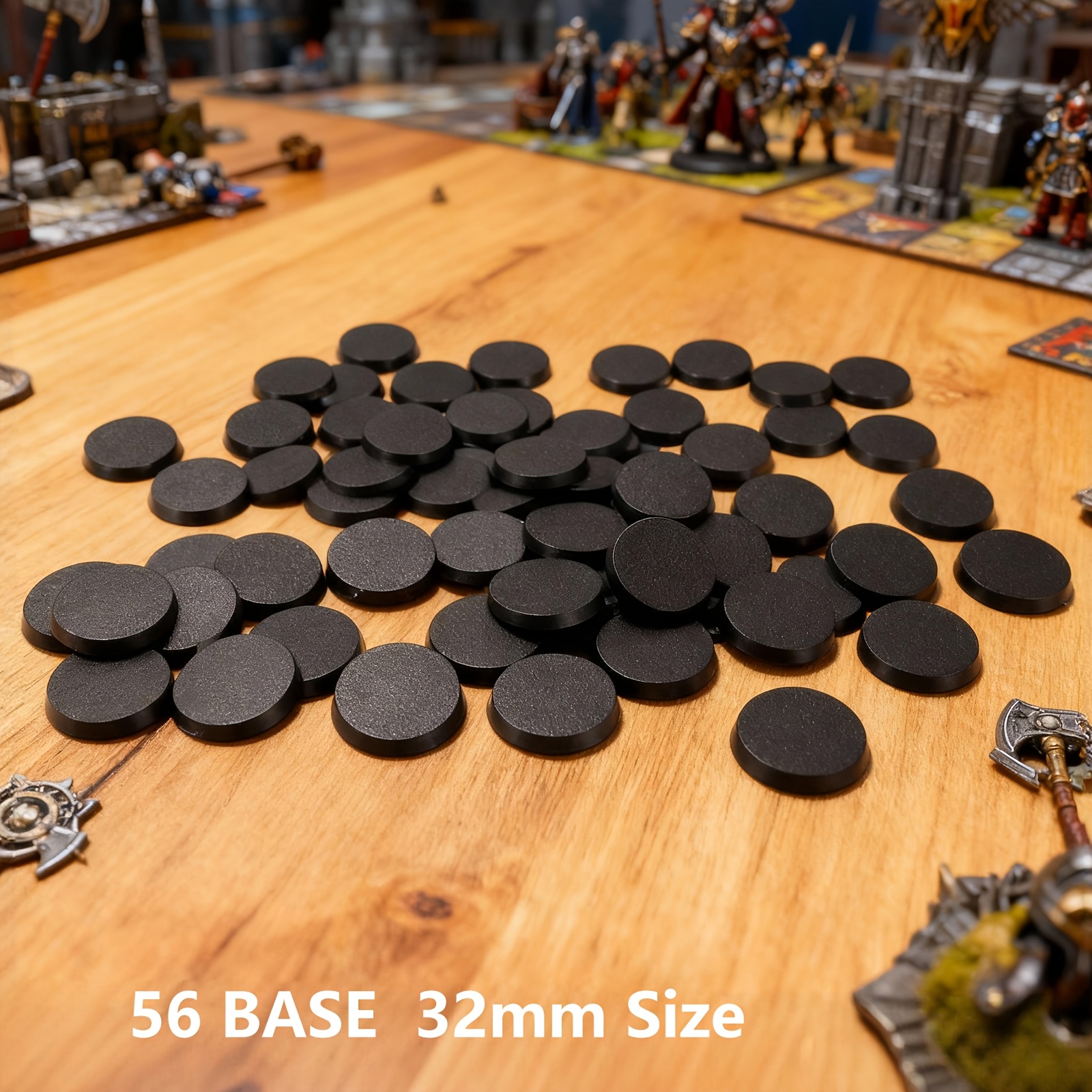 56pcs Round Bases For Miniature Models - Assorted Sizes 32mm/1.3 Inch- Durable Plastic Wargames Table Game Accessories For Creative Tabletop Gaming