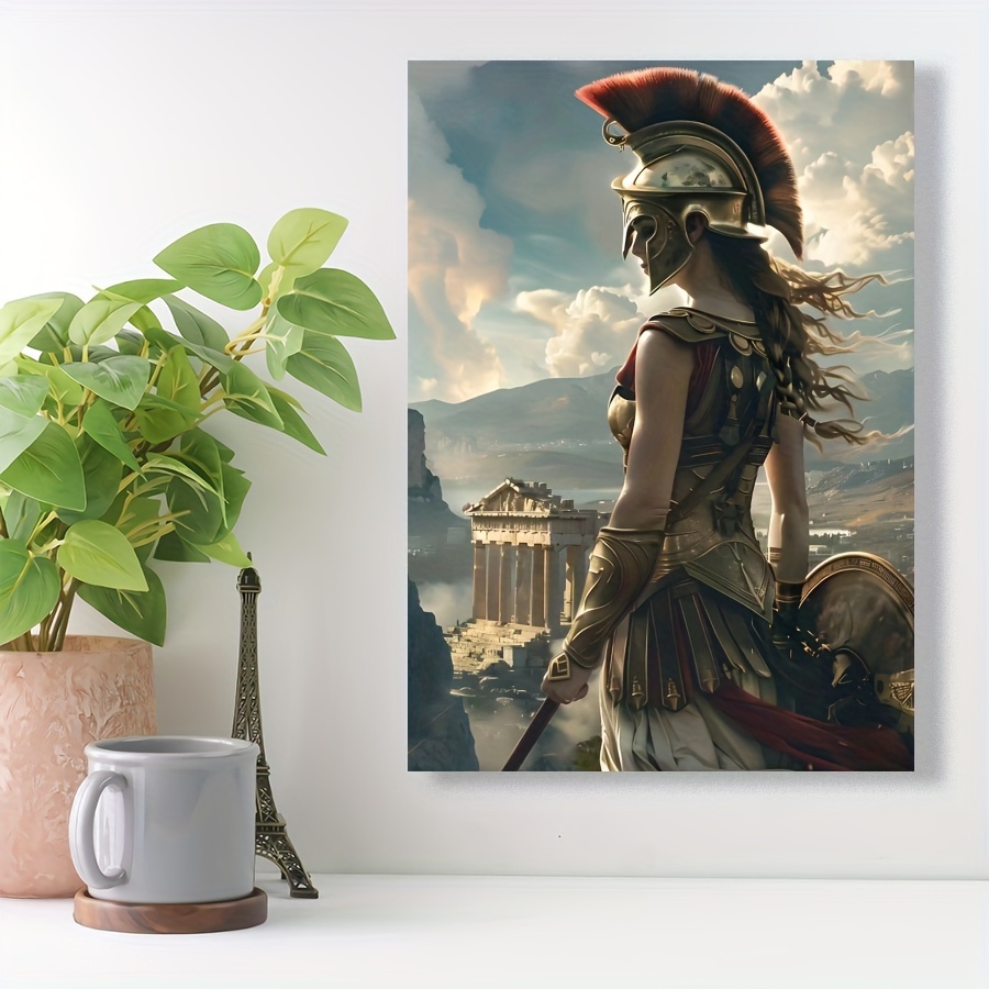 

1pc Female Armored Warrior Wall Art Canvas, Vintage Female With Metal Canvas Poster, Wall Art Decor For Living Room, Bedroom, Kitchen & Restaurants Decor,