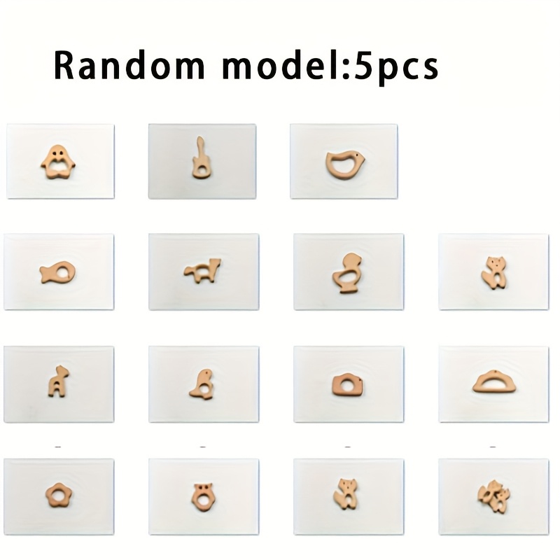 Image of 5pcs Natural Wood Beads With Animal & Random Cutout Shapes - Making, Dreamcatcher Craft Beads Suitable For Necklace, Bracelet, Keychain Charms - Wood Tree Natural Wood