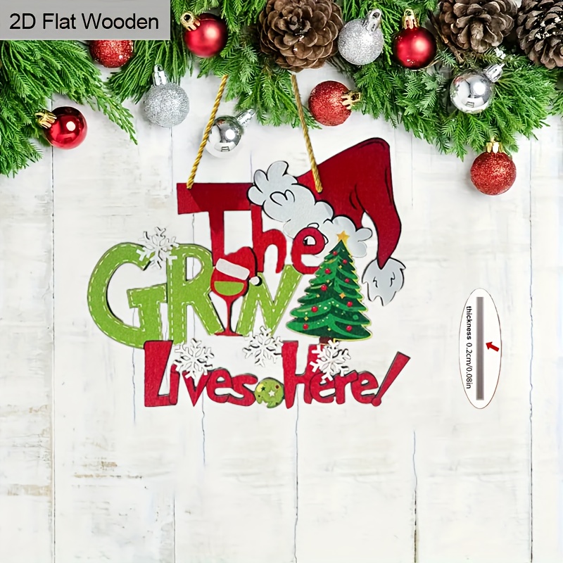 TEMU 2d Flat, Unique Wooden Hanging Decoration With Snowflakes, Christmas Trees And Santa Hats, Suitable For Christmas, Thanksgiving, Christmas Eve,