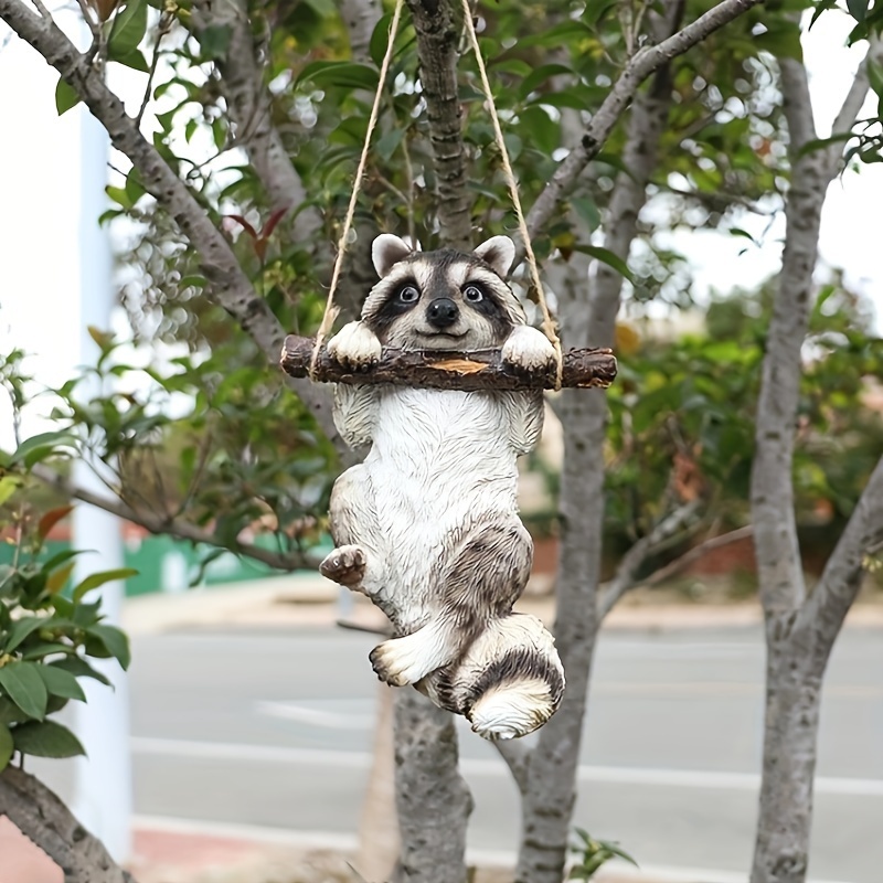Resin Animal Garden Ornament - Whimsical Hanging Decor For Patio & Yard, Weather-resistant Outdoor Tree Accent