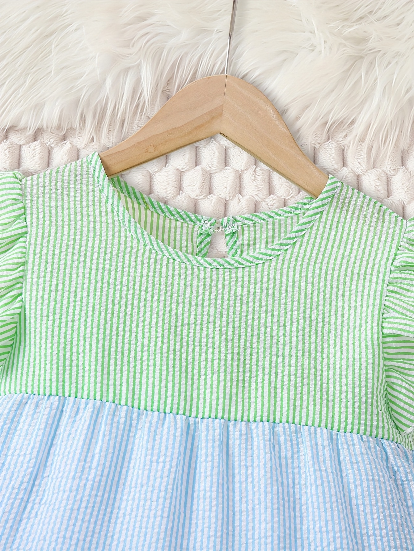 girls summer casual dress pastel color block stripes - Temu