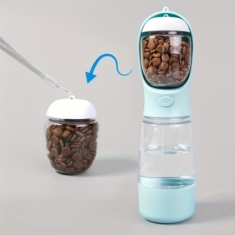 a portable outdoor pet water and food cup for walking dogs   in one outdoor pet water and food container a dog water bottle a dog treat bag a pet   dog snacks pet lunch dog food dispenser dog water dispenser dog feeder Product details 4