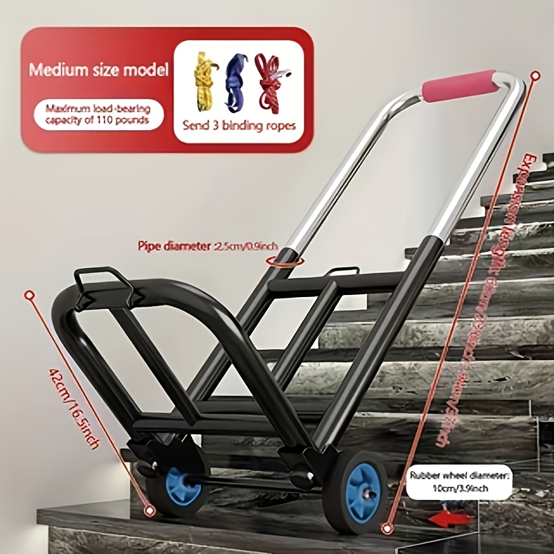 

Versatile Folding Shopping Cart With Metal Frame & Plastic Wheels - Holds 110lbs, Groceries & Commuting