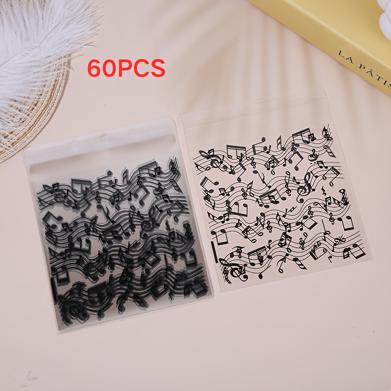 TEMU 30/60pcs, Gift Bags With A Music Note Pattern Theme, Note Pattern Transparent Bags, Music Party Gift Bags, Perfect For Decorating And Packaging