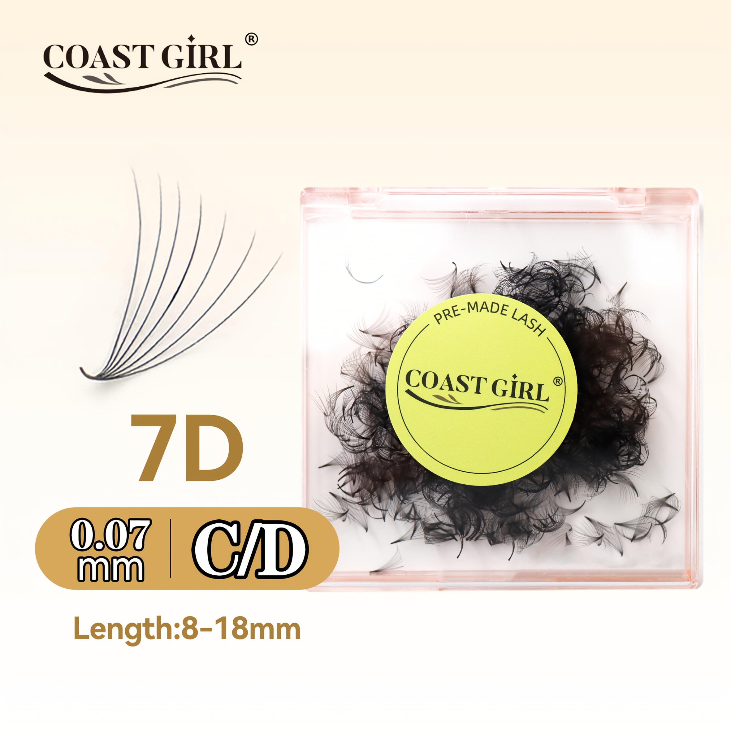 

7d 1000pcs Loose Volume Handmade False Eyelashes, 0.07mm Thickness, C/d , 8-18mm Length, Soft And , No And , Mink Material, And Big Eyes, Personal Grafting Beauty Use