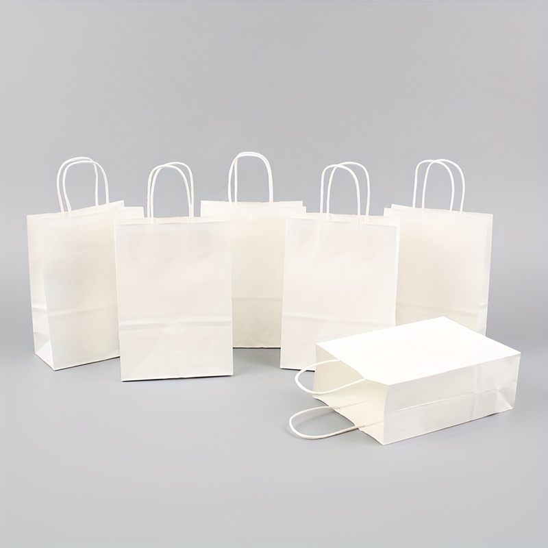 

50/100pcs, White Paper Bags With Handles, Assorted Sizes Gift Bags Bulk, Paper Bags For Small Business Bags, Shopping Bags, Retail Bags, Party Bags, Merchandise Bags, Favor Bags, Multiple Sizes