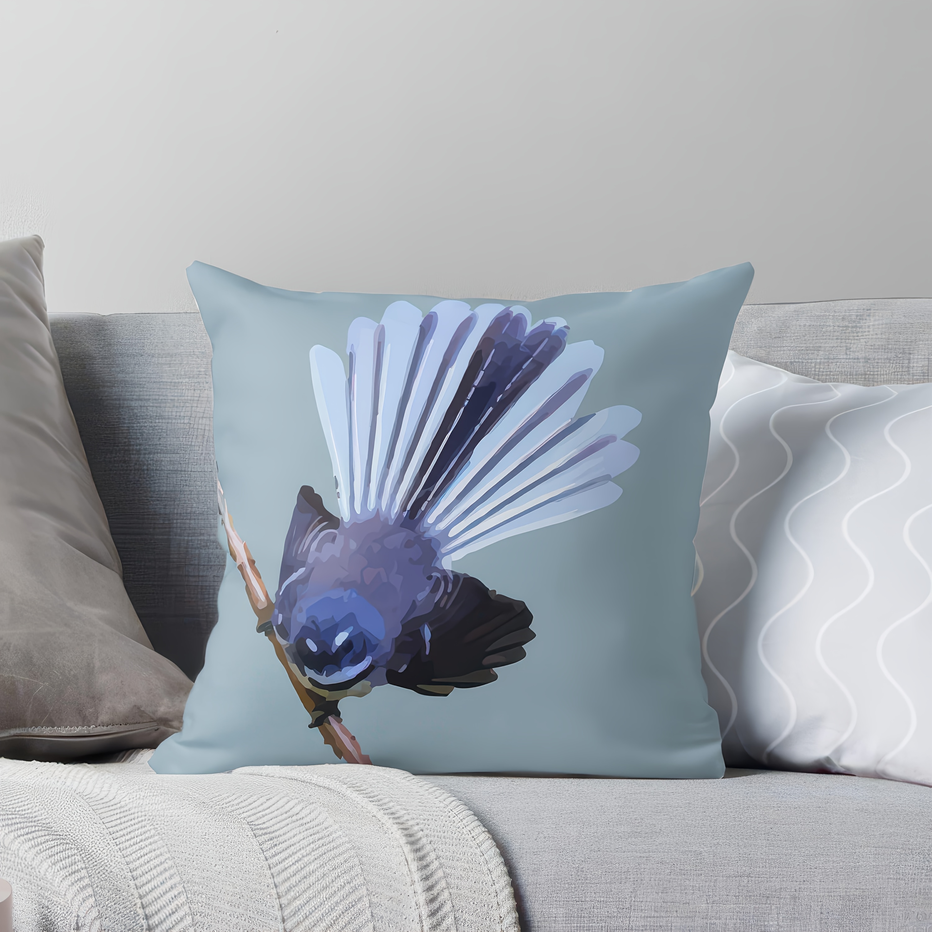 TEMU A New 18x18 Inch New Zealand Feather Tail Pillowcase - Double-sided Decorative Cushion Cover With Zipper Closure, Made Of Soft Plush Fabric (