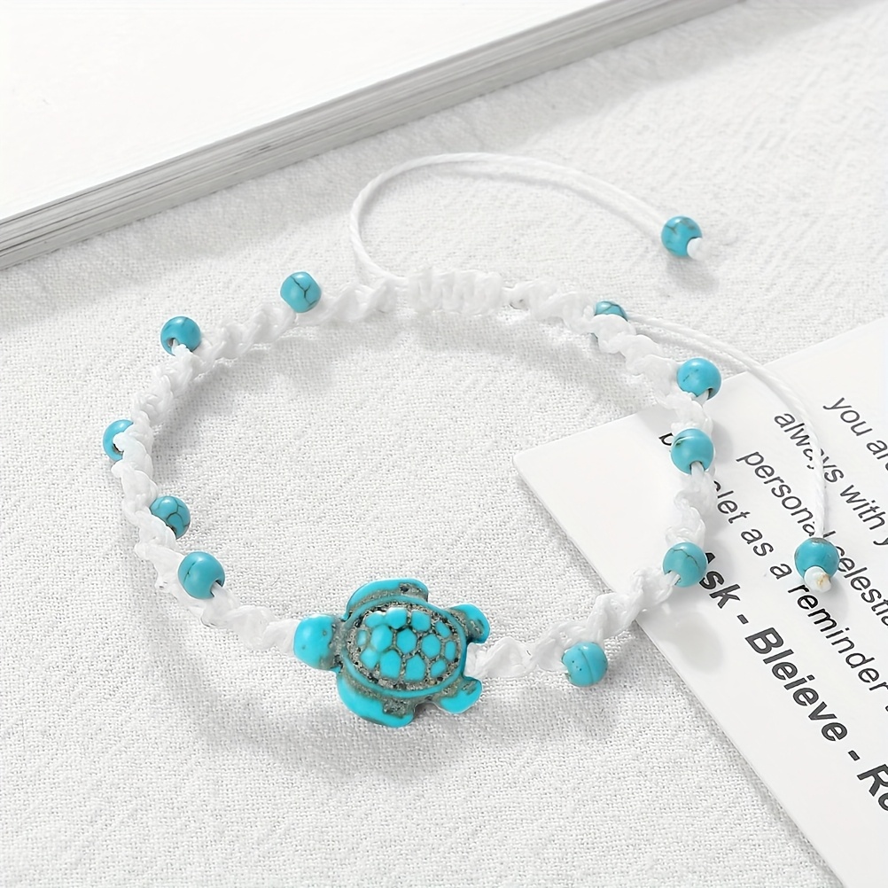 Friendship Sea Turtle Bracelet with Turquoise Beads