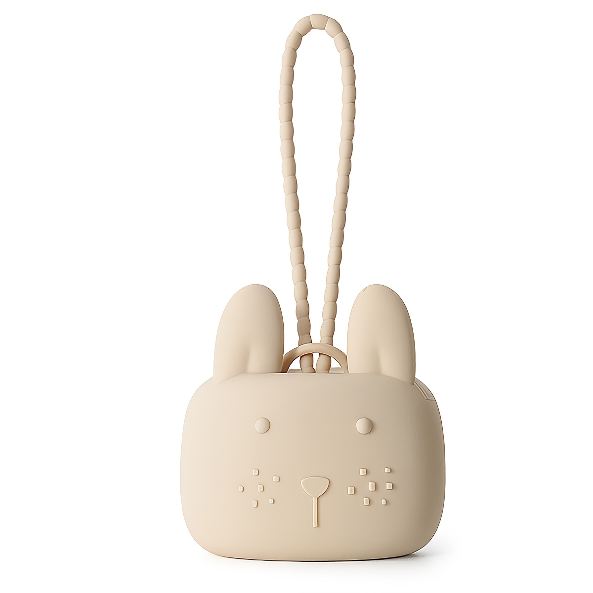Image of 1pc Silicone Rabbit Pacifier Box With Earphones/keys And Change Purse - Silicone Storage Bag For Strollers