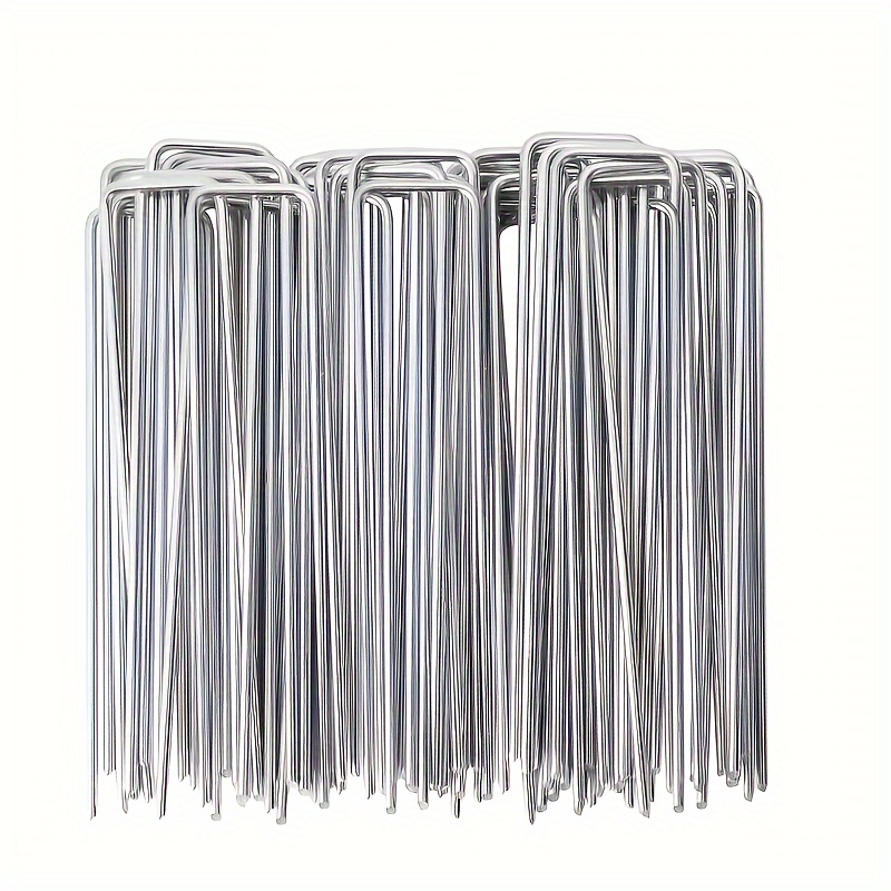 

100-pack Heavy Duty Galvanized Garden Landscape Staples - Metal Anchor Pins For Barrier Fabric, Ground Cover, Fence Anchoring & Artificial Grass Securing