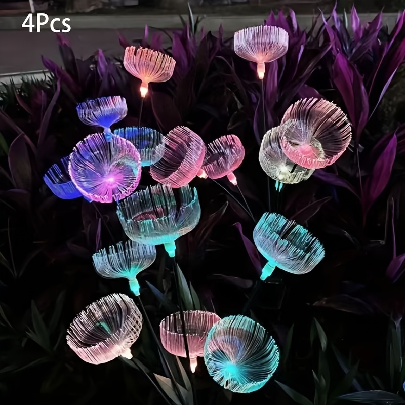 Image of Solar 6-head Fiber Optic Swinging Jellyfish Light Led Outdoor Lighting Decorative Landscape Light Solar Garden Light Lawn Light For Courtyard Lawn Path Holiday Decoration Halloween Christmas New Year