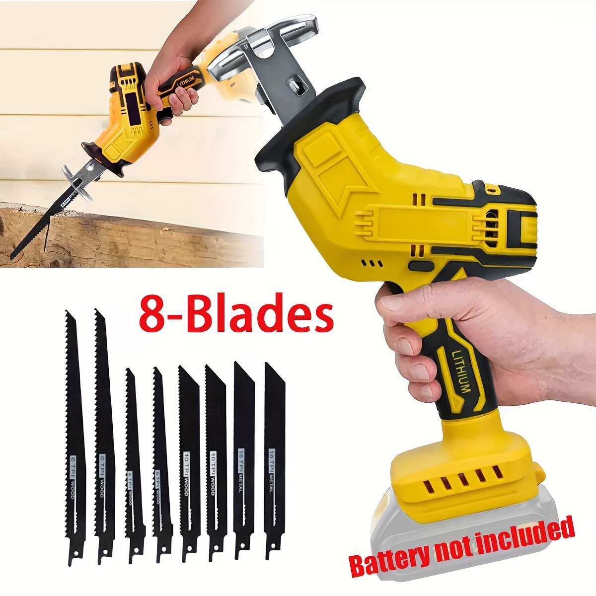 

8-blades Cordless Reciprocating Saw Kit - Outdoor Power Tools Pole With Brushless Motor, 0-3500spm , Blade Change, Compatible With Dewalt 20v Battery, Tool Only (battery Not Included)