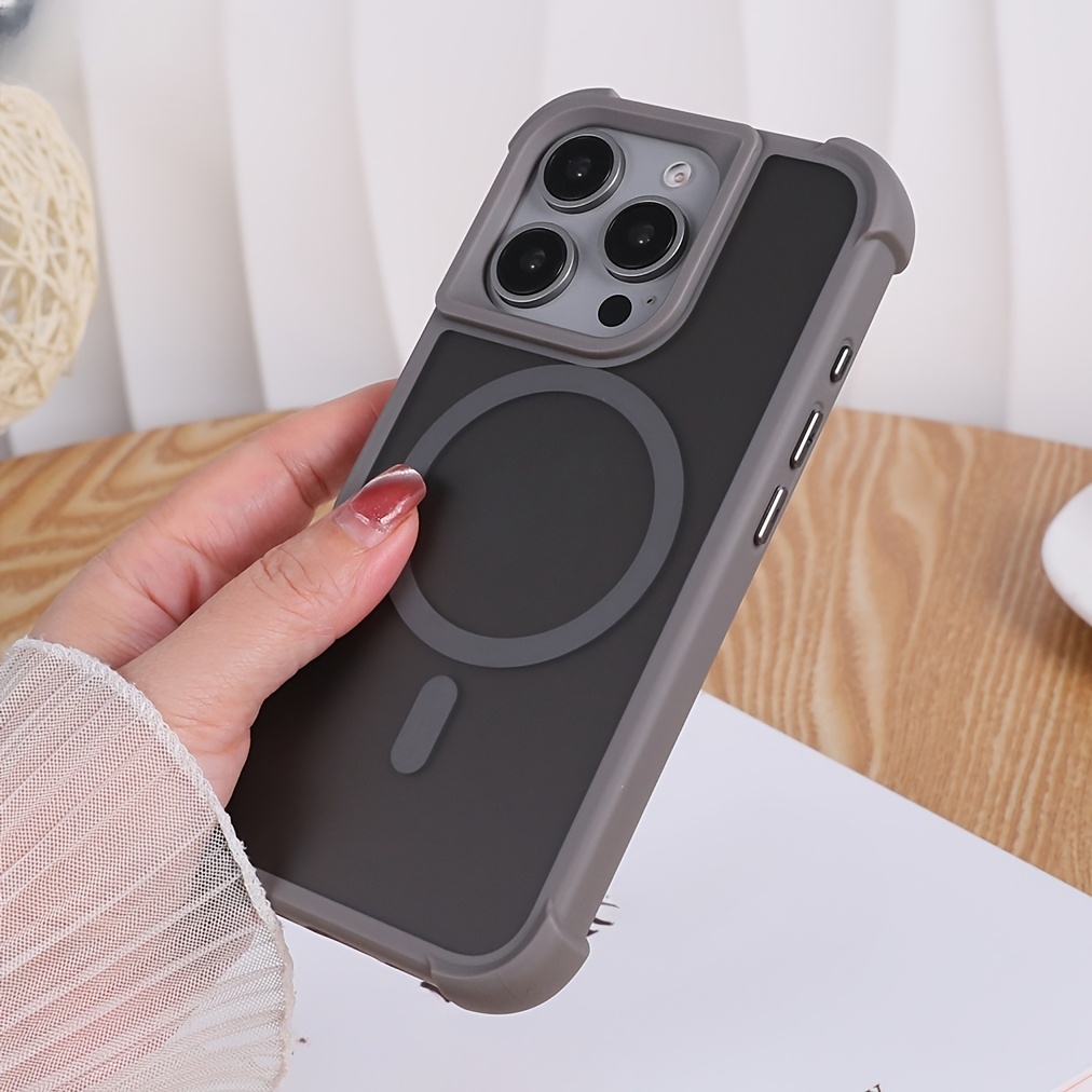 Phone Case: Luxury Matte Clear Four-Corner Skin-Feel Magnetic Phone Case for iPhone 16 15 14 13 12 11 Pro Max Plus Soft Back Cover