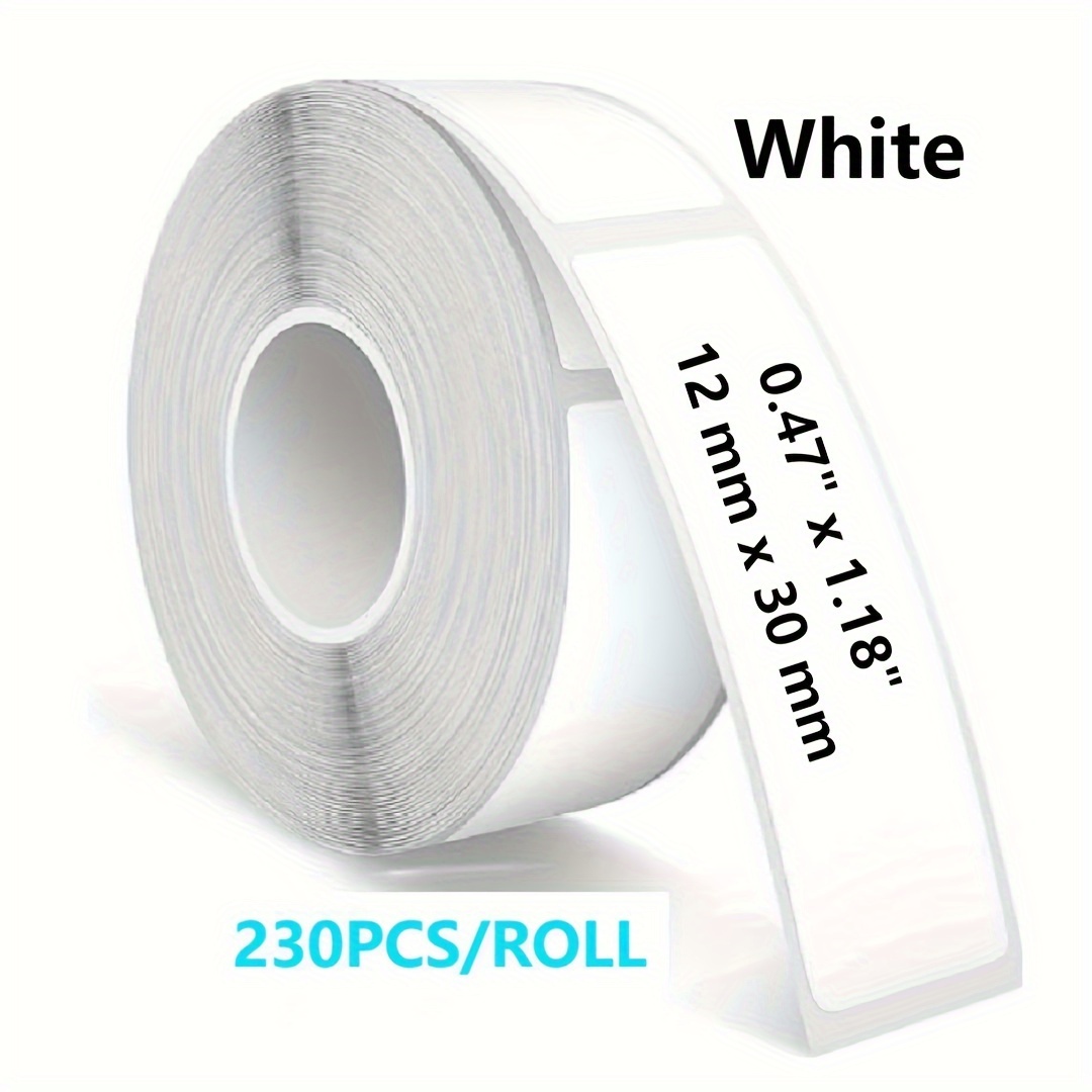 

230 Labels/roll, D30/d32/d35 Compatible Label Printing Paper Refill, 12mm X 30mm Waterproof Self-adhesive Label Tape Replacement White