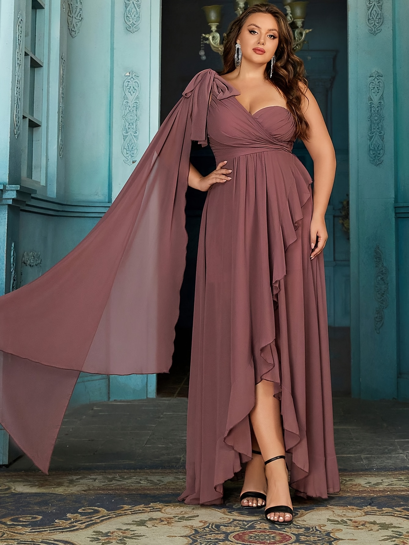white christmas dresses A-line Chiffon Asymmetrical Spaghetti Straps Burgundy Cheap Long Prom –  SELINADRESS