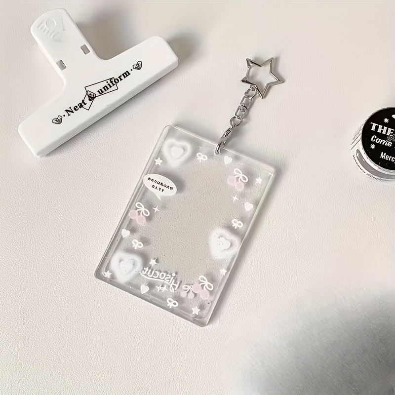 E-shop Langlebiger Acryl-Kartenhalter mit Sternanhänger - 3-Zoll Gradient ID-Ausweishülle, Snap-Verschluss-Geldbörse für Kreditkarten, für