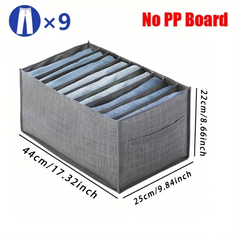1pc Space- Foldable Clothes Organizer With 7/9 Compartments - Durable Canvas Storage Box For Pants, Jeans, Shirts & Sweaters - Transparent Mesh Design For Easy Viewing