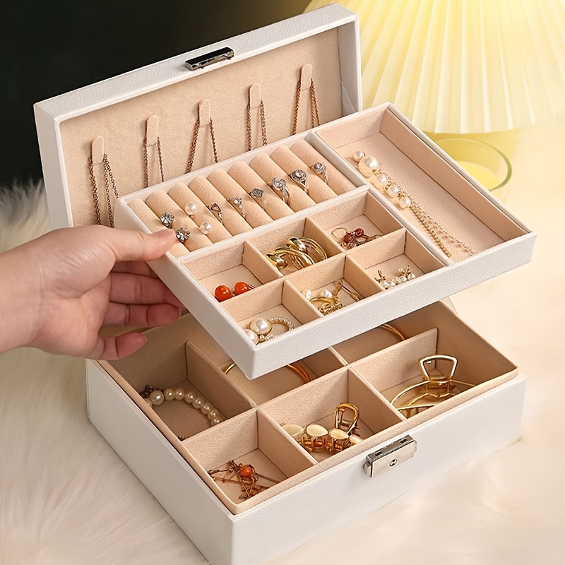 Magnetic Clear Flip Jewelry on sale Box, Table Double Drawer Storage, Jewelry Organizer