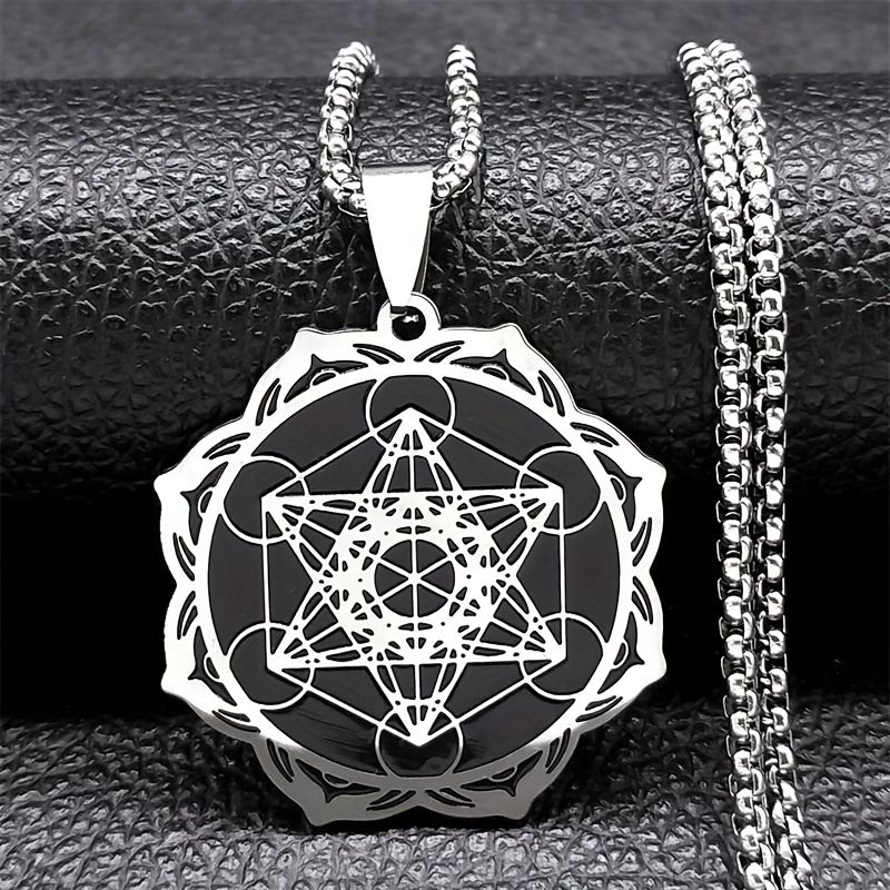 Image of Geometry ' Archangel Necklace For Women - 304 Stainless Steel Religious Symbol Jewelry With Intricate , Durable Casual Attire & Mother’s Day Gift Idea