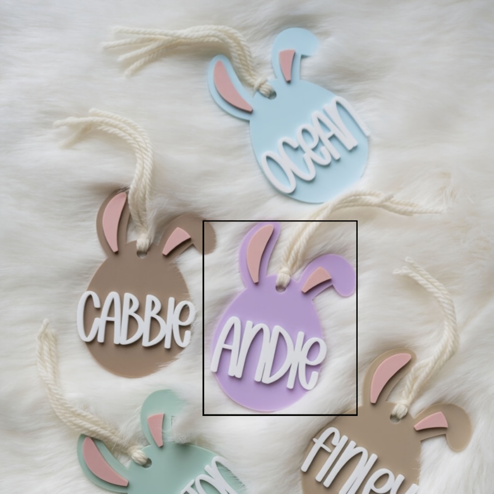 TEMU Easter Custom Basket Tags, Bunny Tags, Custom Name Acrylic Bunny Tags, Easter Basket Tags, Acrylic Easter Tags, Custom Name Basket Tags,
