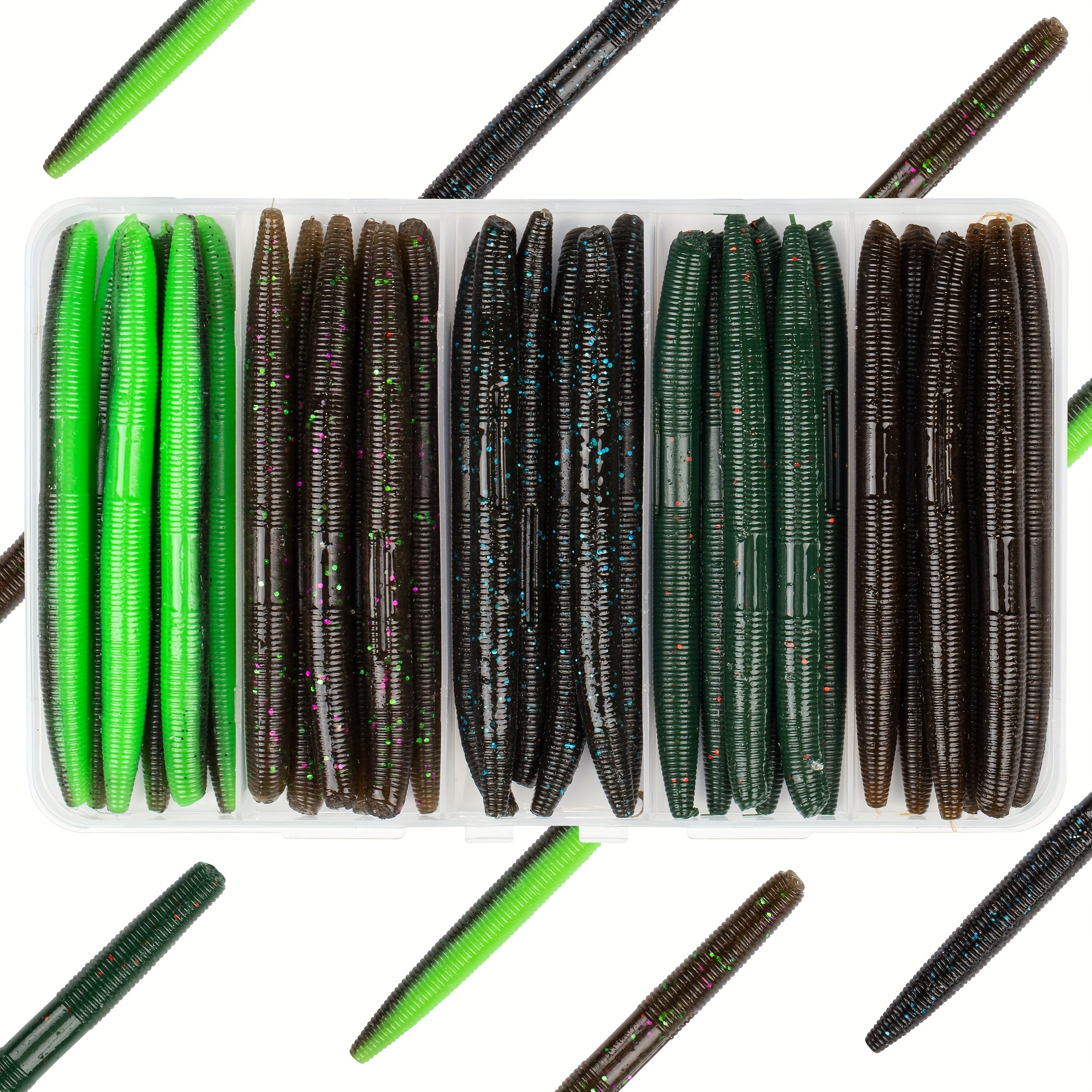 

30pcs Bionic Senko Worms, Artificial Soft Lures, Bass Fishing Bait