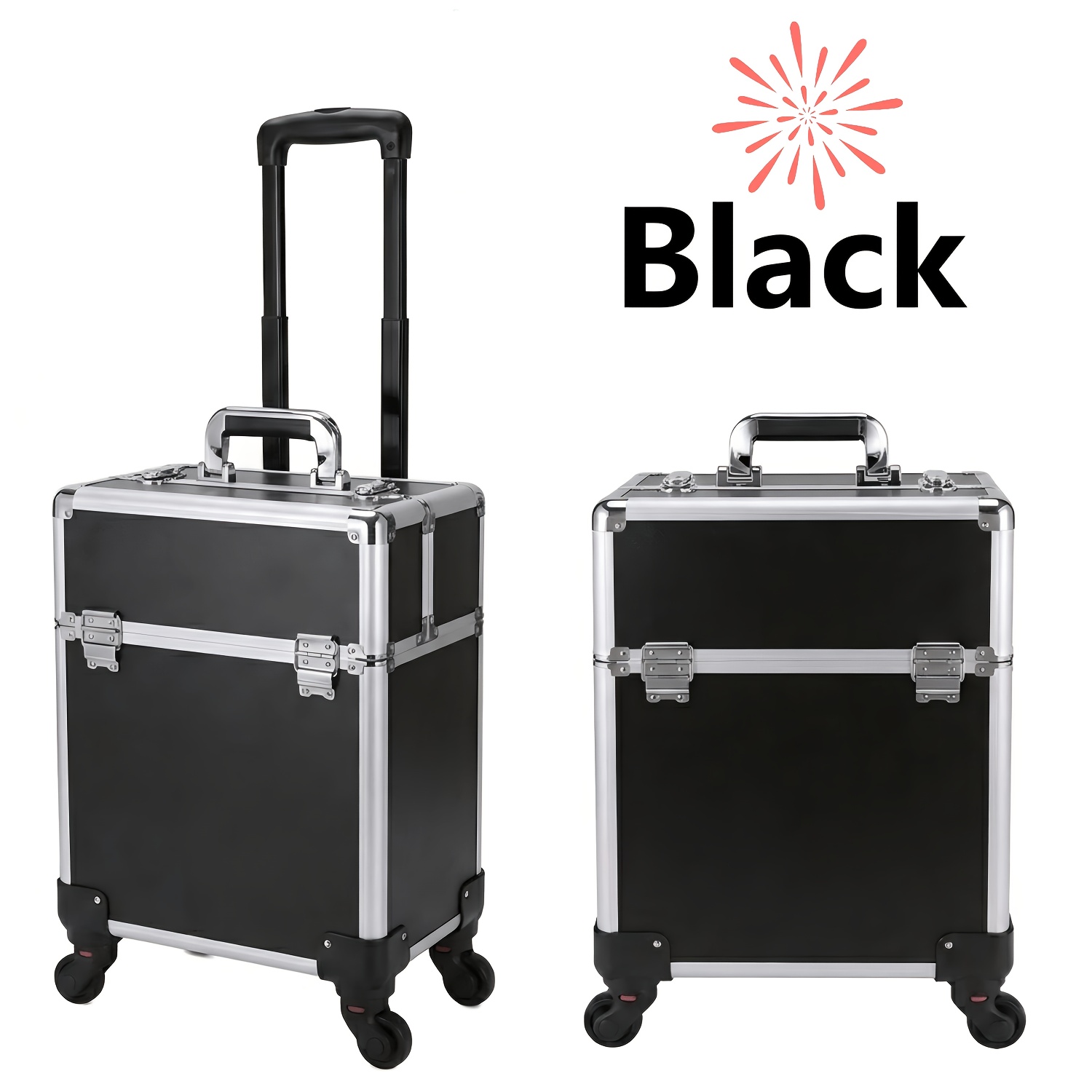TEMU Rolling For Makeup Case, Wheeled Beauty Box, Large Storage Space, , Ideal Gift For Makeup Artists, Hairstylists, And Nail Artists, Portable