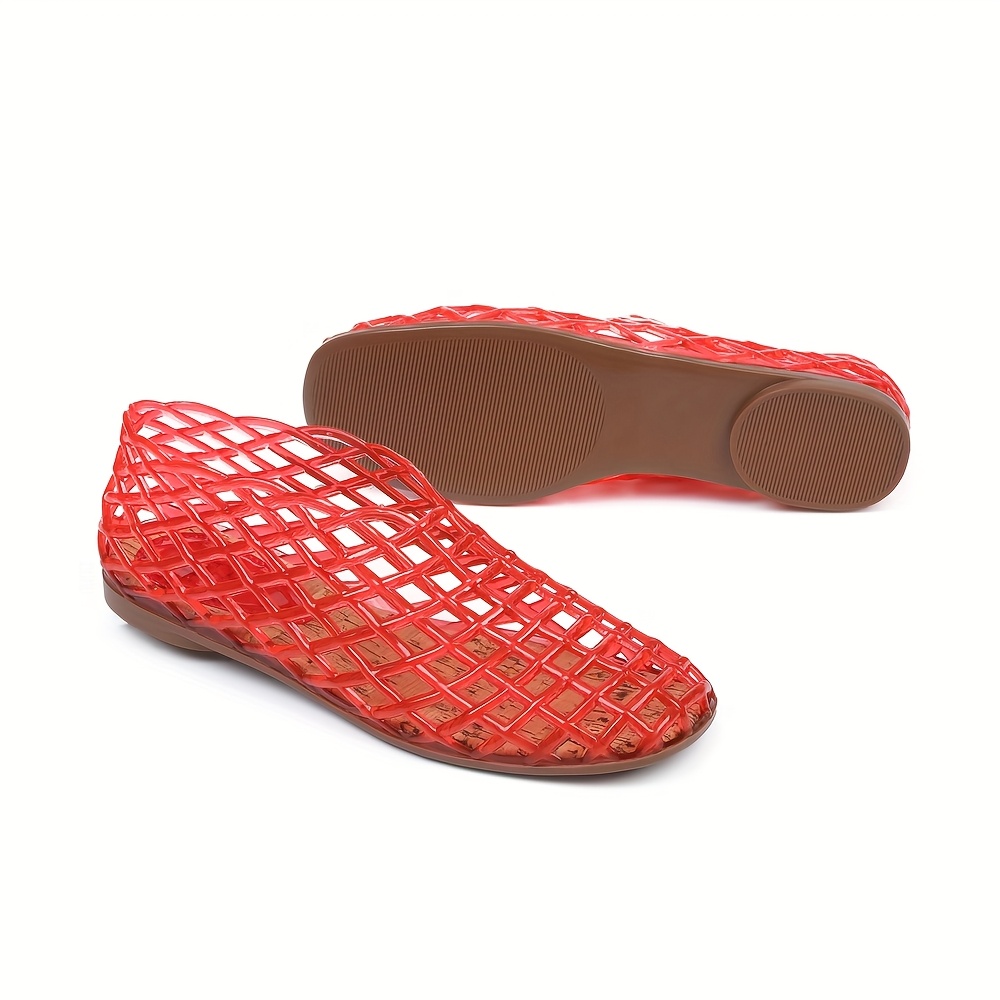 womens high quality pvc fishnet jelly ballet flats summer Temu - Main Image