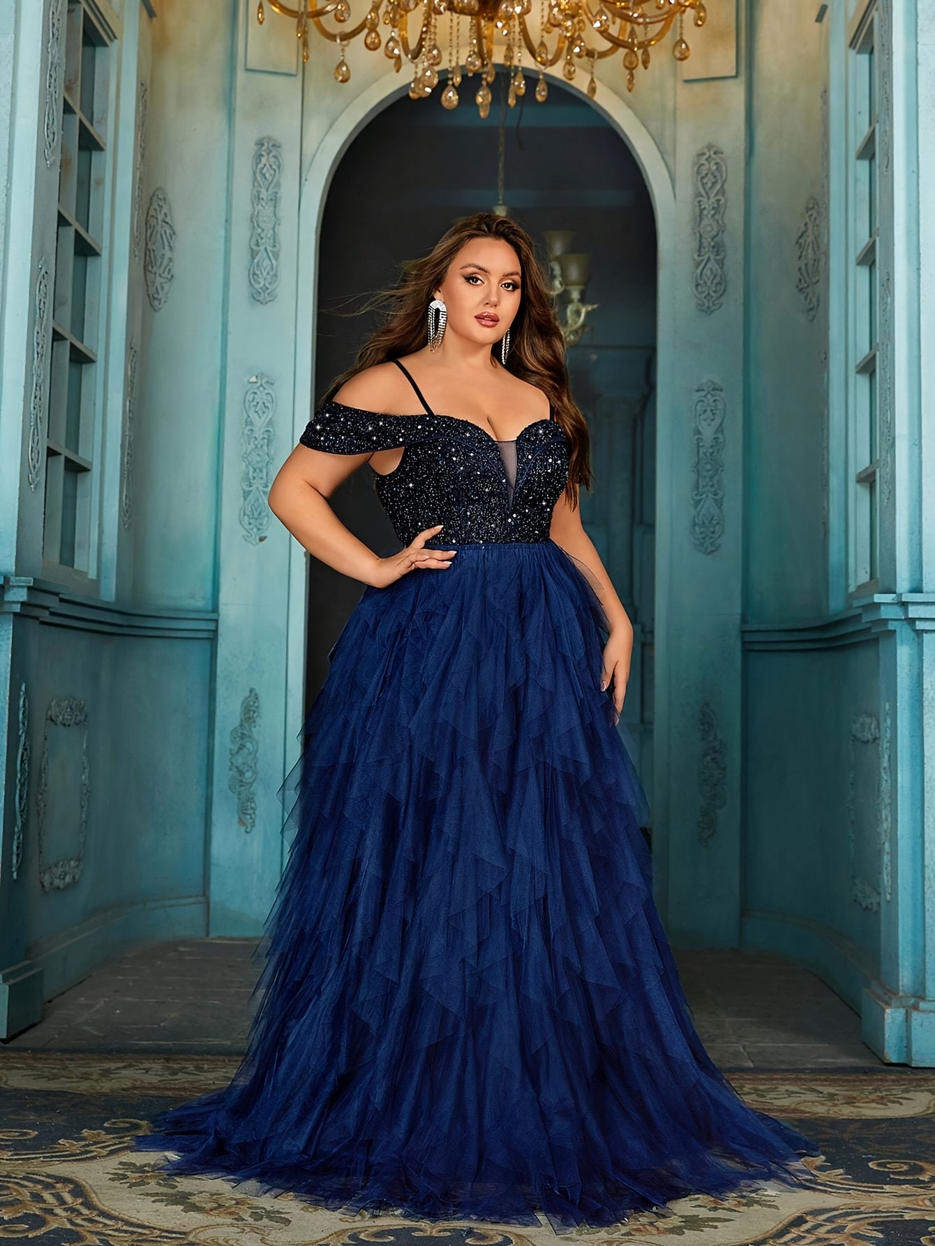 sachin and babi light blue dress Plus Size Organza Cute Off Shoulder Casual Knee Length Wedding Dress