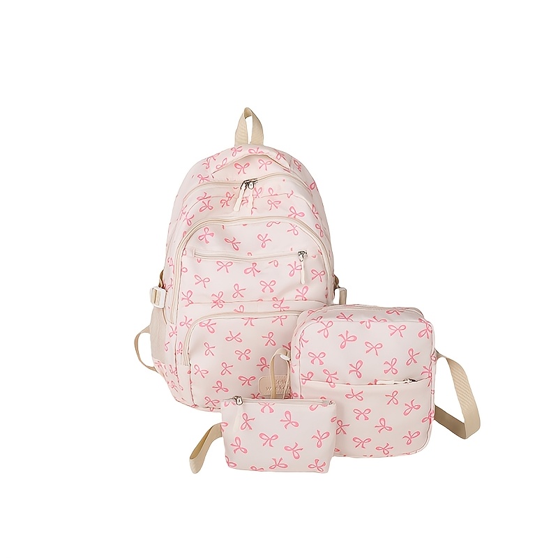 Image of Bow School Bag For Women, Korean Ins Literary And Artistic Junior High School And High School Double Shoulder Bag College Style Backpack